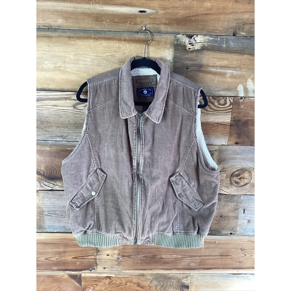 O'Kief & O'Kief Men's Size Large Brown Corduroy Full Zip Vest 100% Cotton Shell